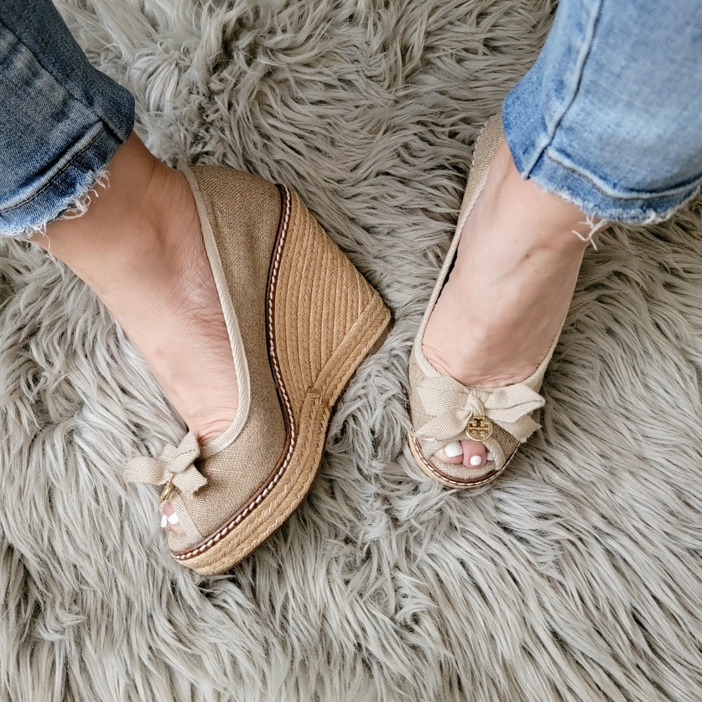 Tory burch espadrille wedge platform heels sandals
